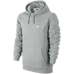 NWT  Nike Sportswear Club Fleece Pullover Hoodie, Dk Grey Heather/White Medium